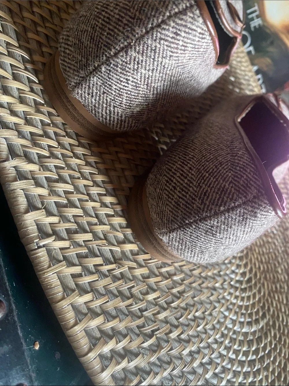 NAUTICA KELLINE BROWN HERRINGBONE TWEED Bow Vamp Slip-On FLATS 8